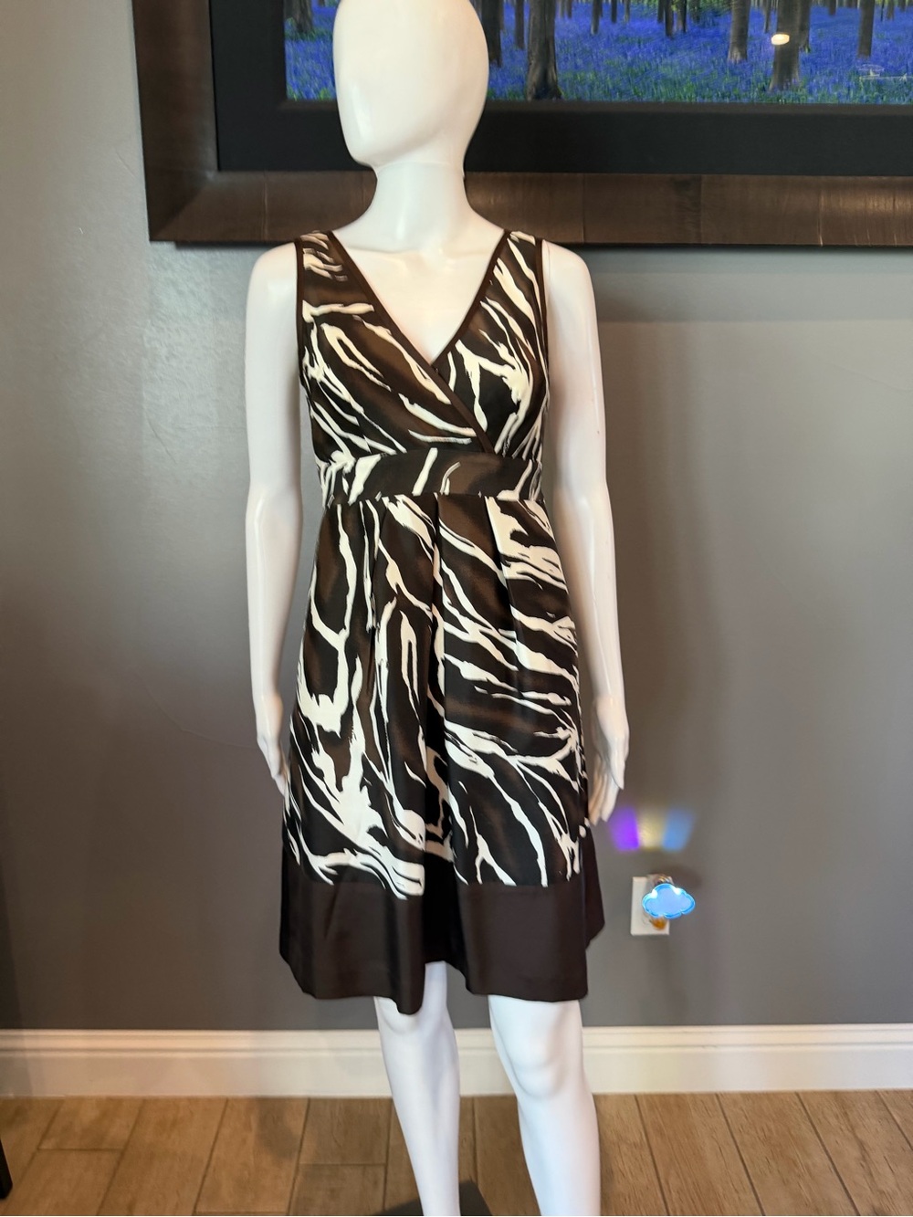 Banana Republic Brown & Ivory Zebra Print Silk Dress Size 00P